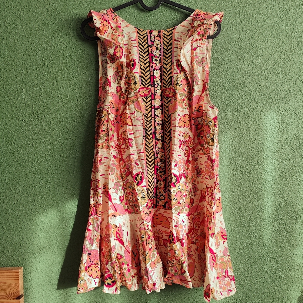 NWOT FREE PEOPLE SUMMER IN TULUM TUNIC IN PINK COMBO SIZE SMALL